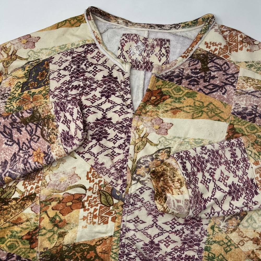 Anthropologie Pilcro Boxy Floral‎ Patchwork Sweatshirt Pullover Oversized Medium